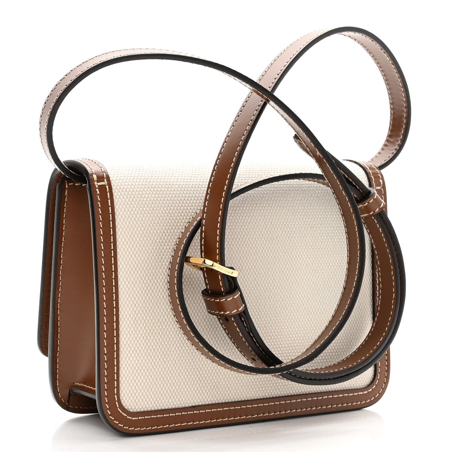 Canvas Calfskin Mini TB Bag Natural