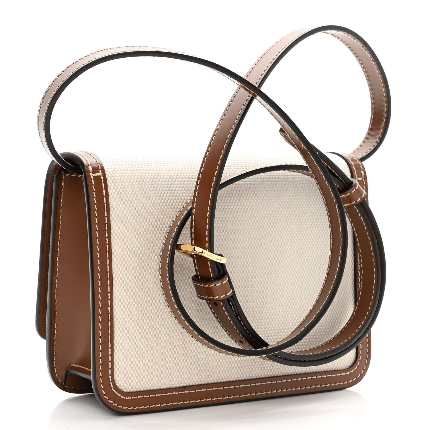 Burberry Canvas Calfskin Mini TB Bag Natural 3 of 9