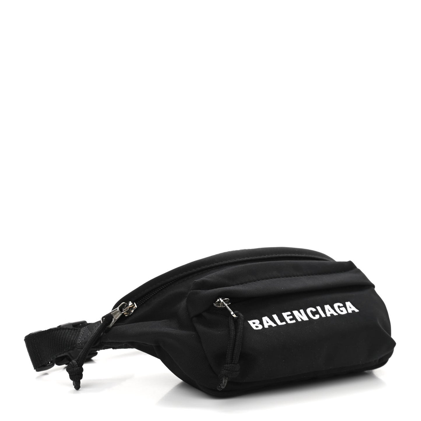 Sport Nylon Logo Embroidered Wheel Belt Bag Black White
