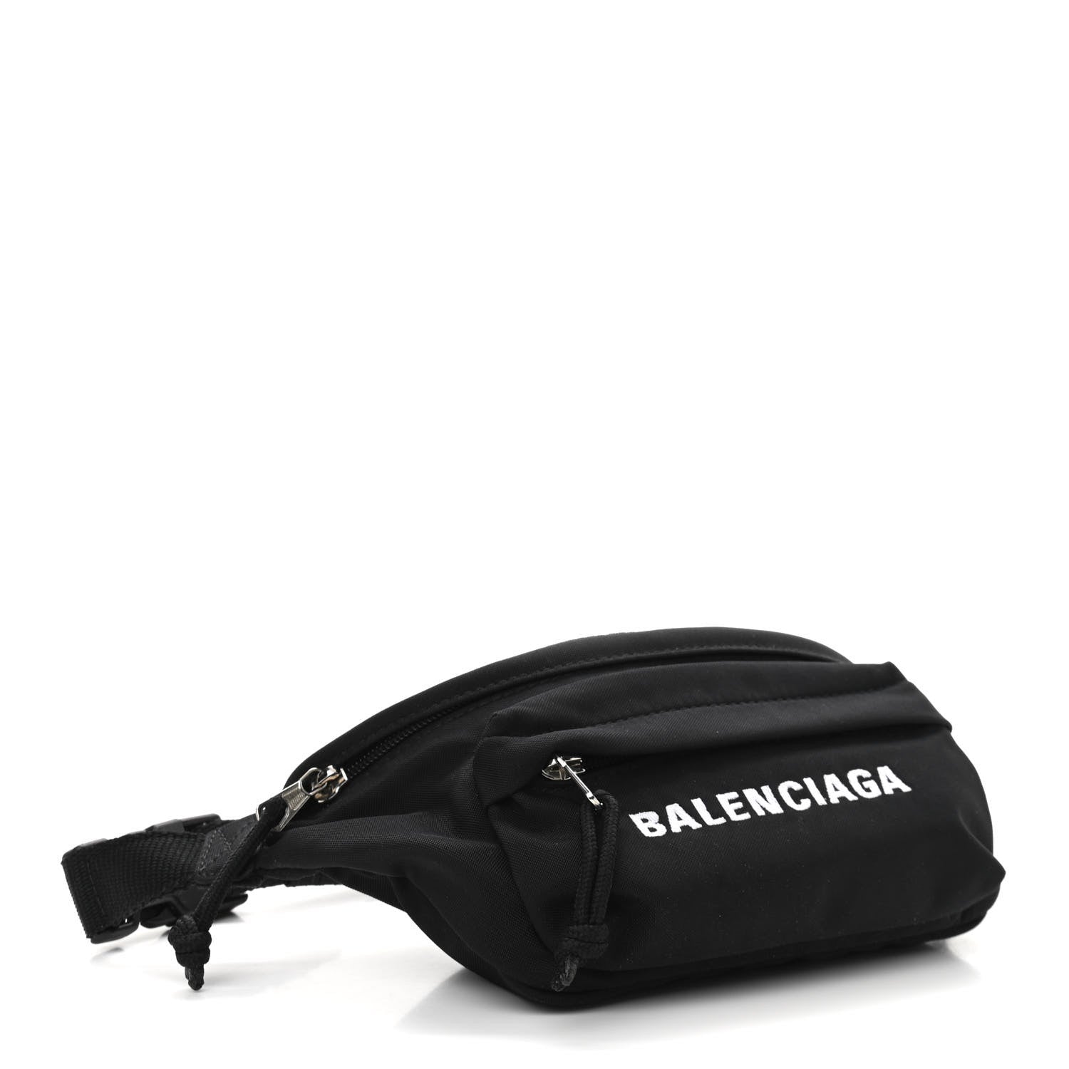 Balenciaga Sport Nylon Logo Embroidered Wheel Belt Bag Black White 4 of 11