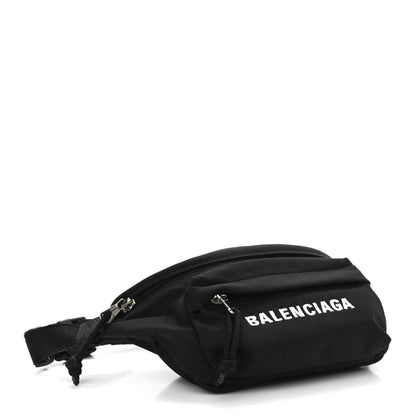 Balenciaga Sport Nylon Logo Embroidered Wheel Belt Bag Black White 4 of 11