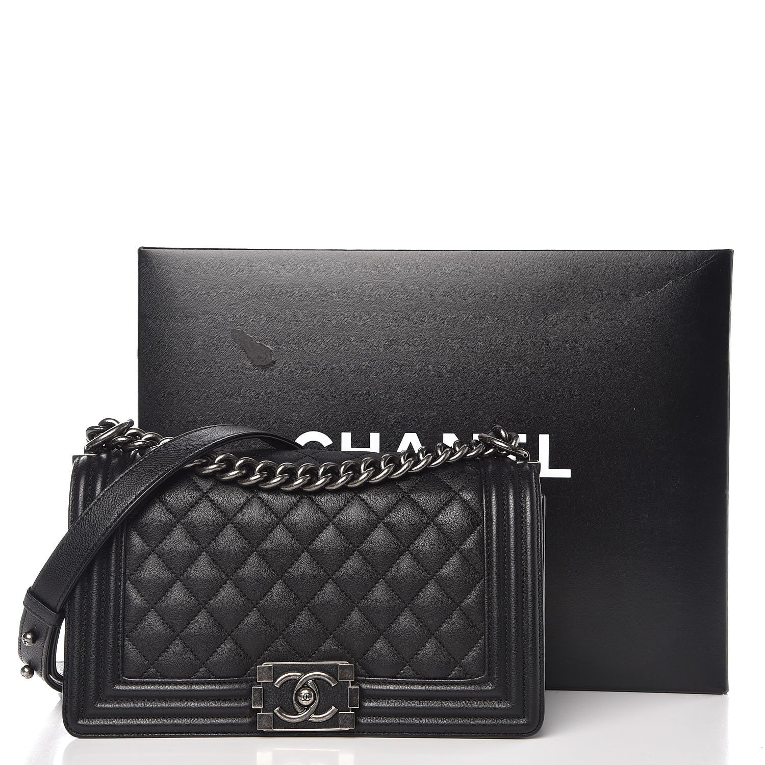 Chanel Calfskin Quilted Medium Boy Flap Black 8 of 8