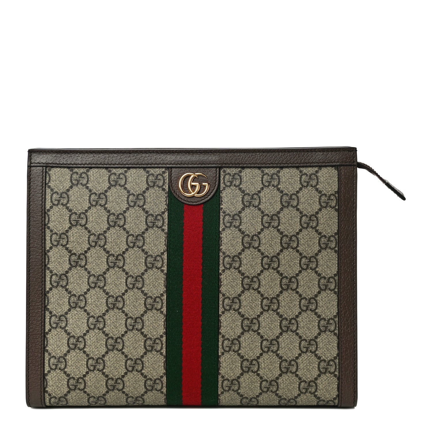 Gucci GG Supreme Monogram Web Ophidia Pouch Brown 1 of 11