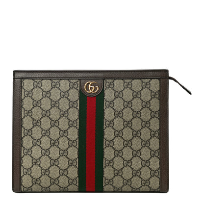 Gucci GG Supreme Monogram Web Ophidia Pouch Brown 1 of 11