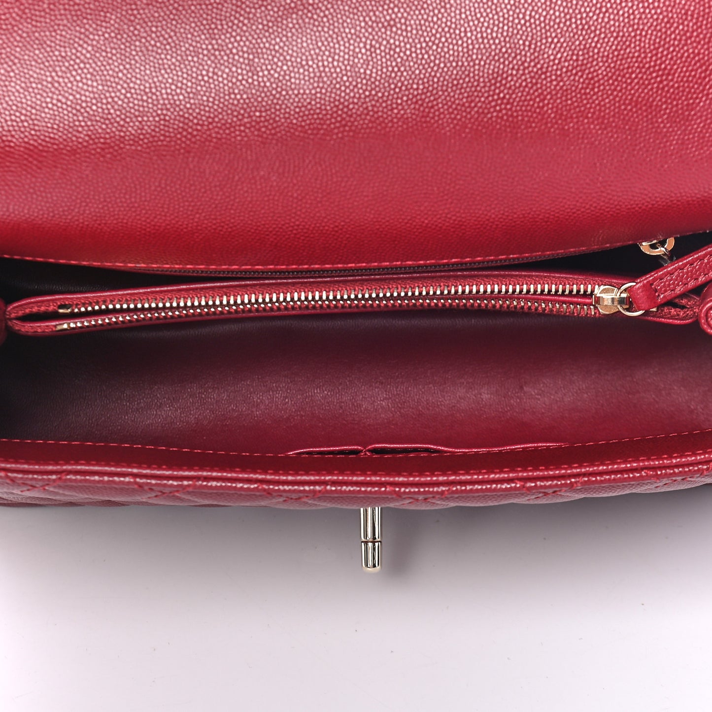 Caviar Lizard Embossed Quilted Small Coco Handle Flap Burgundy
