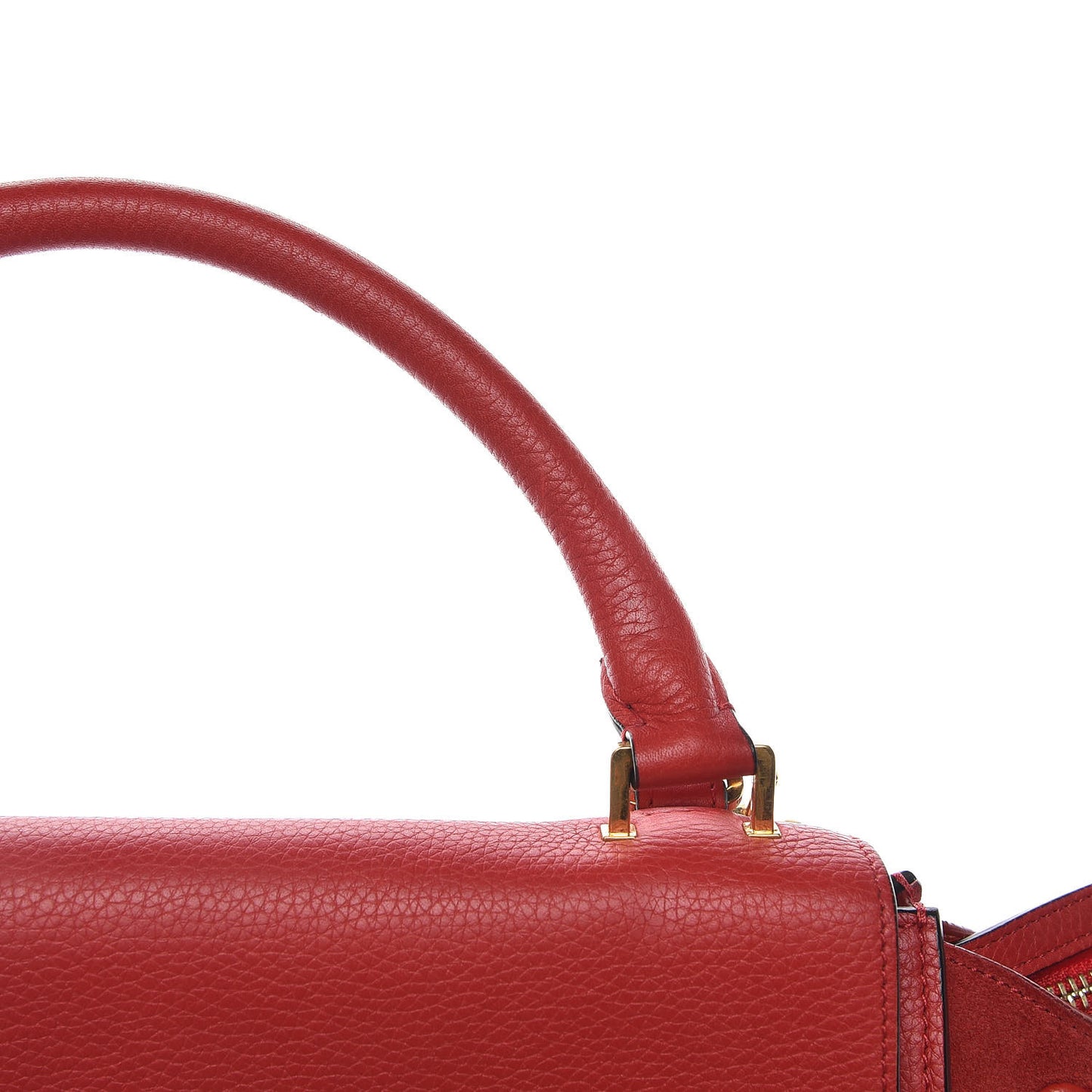 Drummed Calfskin Suede Small Trapeze Coquelicot