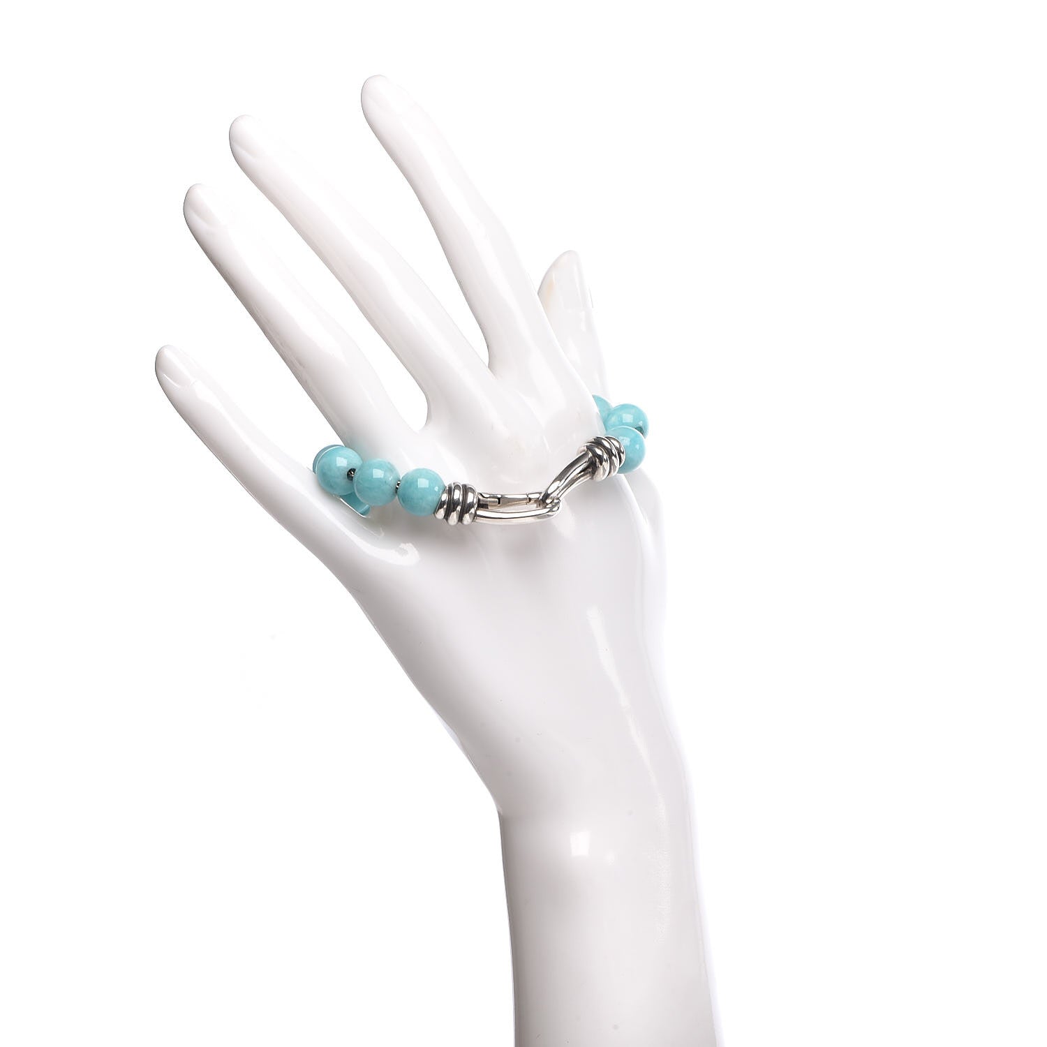 Tiffany Sterling Silver Amazonite Paloma Picasso Knot Bead Bracelet 2 of 7