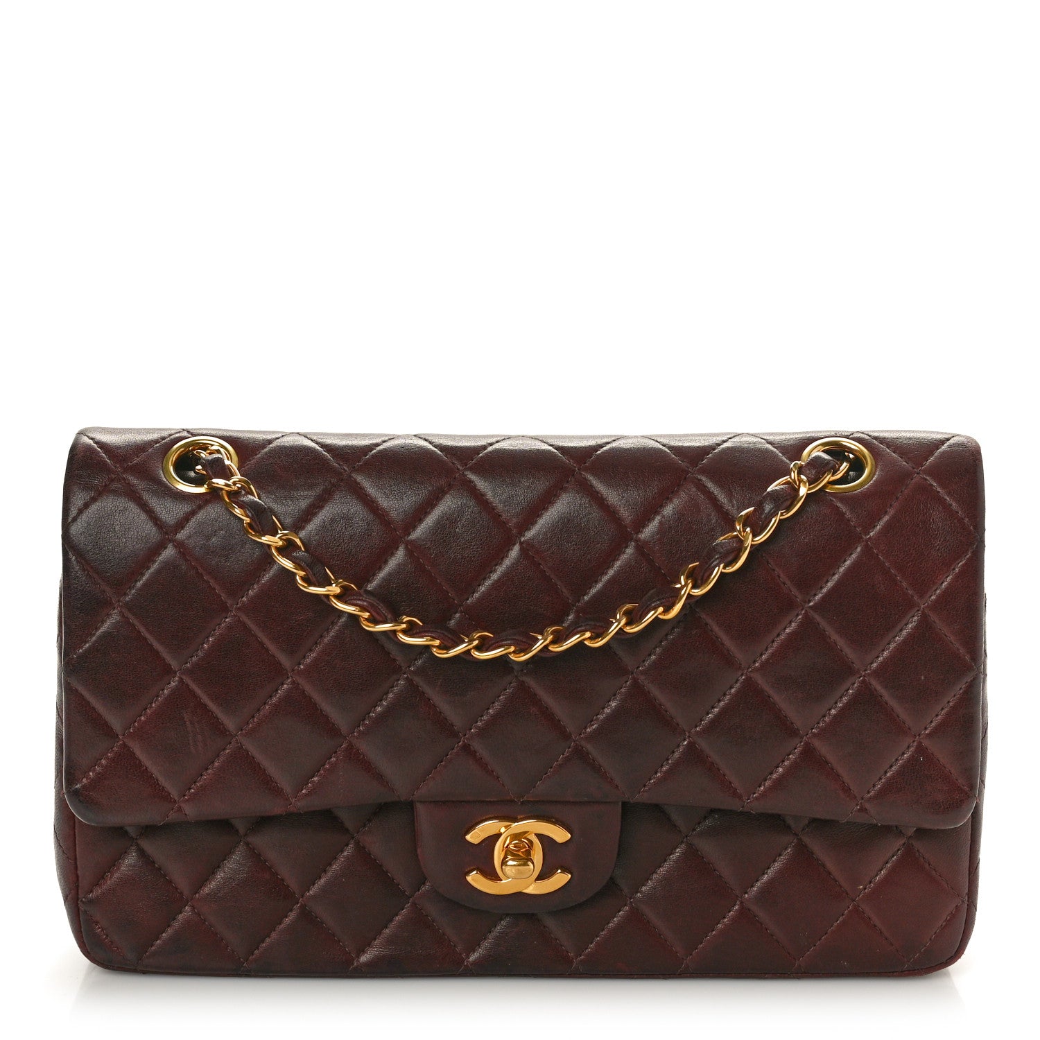 Chanel Lambskin Quilted Medium Double Flap Burgundy 1 of 12