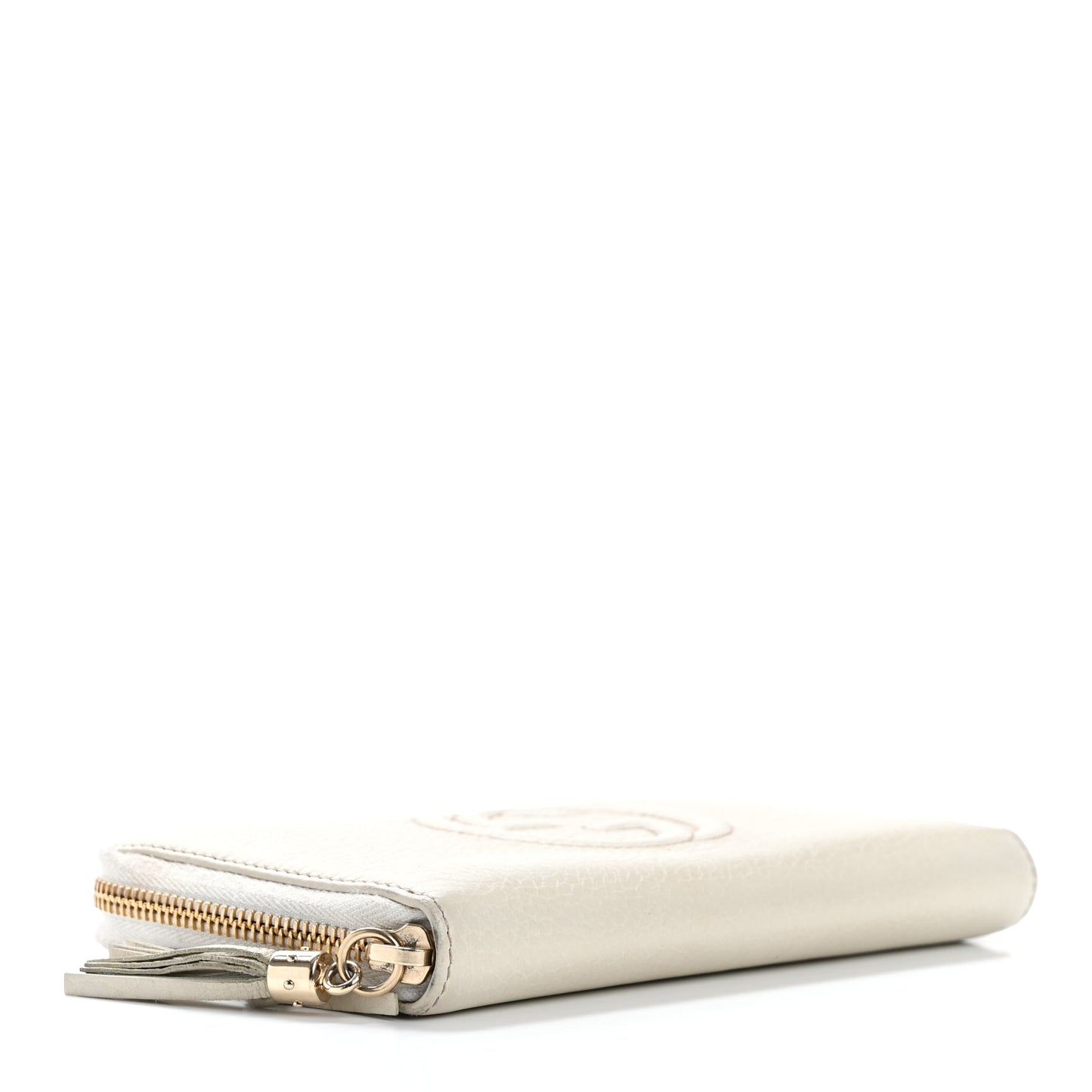 Pebbled Calfskin Soho Zip Around Wallet Off White