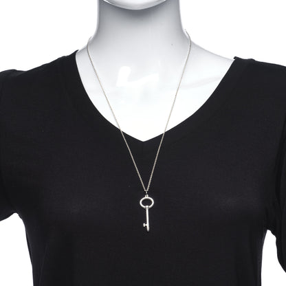 Tiffany Sterling Silver Oval Key Pendant Necklace 2 of 9