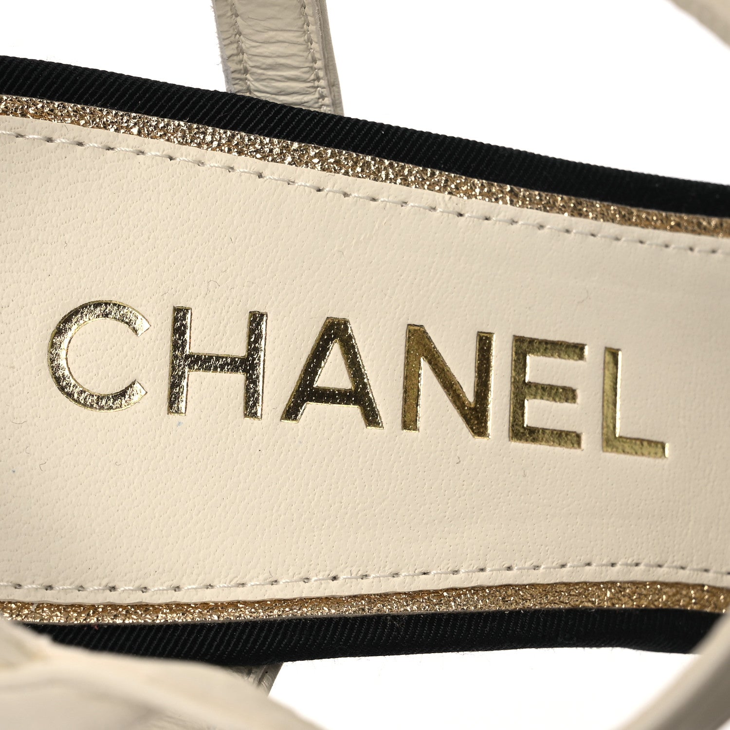 Chanel Lambskin Grosgrain Pearl CC Cap Toe Slingback Sandals 36 Ivory Black 8 of 12