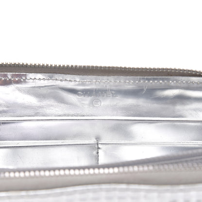 Chanel Patent Embossed CC Zip Around Wallet Silver 7 of 14