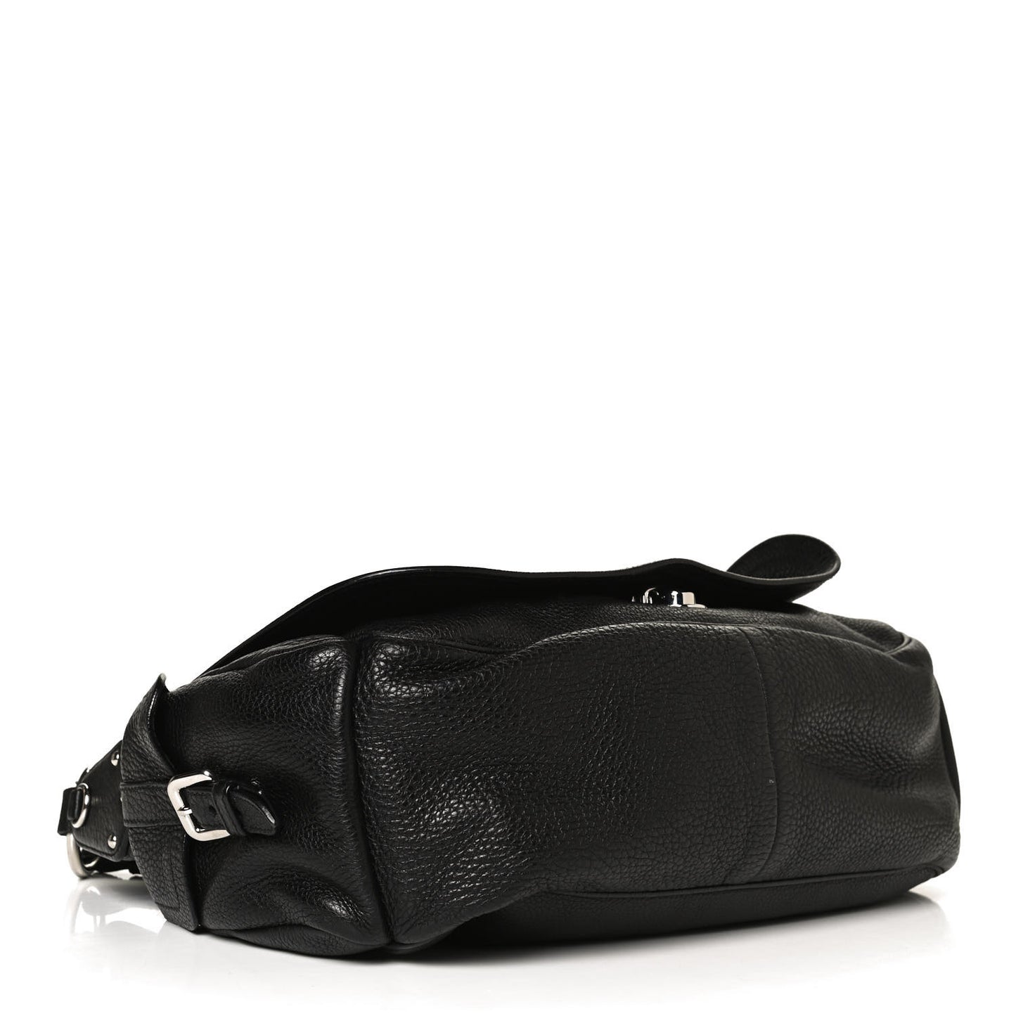 Vitello Daino Flap Shoulder Bag Black