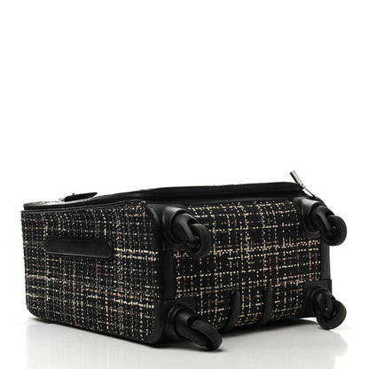 Chanel Tweed Calfskin Quilted Coco Case Trolley Rolling Luggage Black 3 of 8