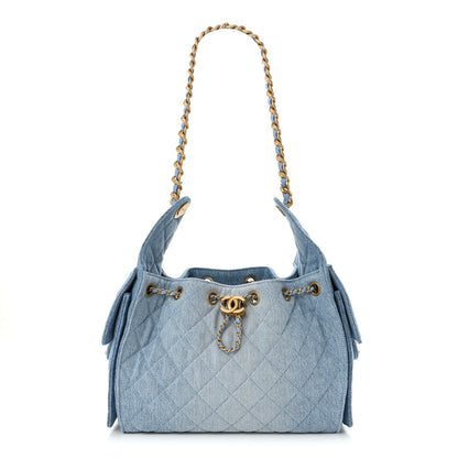 Chanel Washed Denim Quilted Small Chanel 25 Handbag Blue 1 of 11