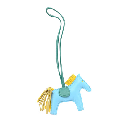 Hermes Milo Lambskin Grigri Rodeo Horse Bag Charm PM Bleu Celeste Lime Malachite 1 of 3