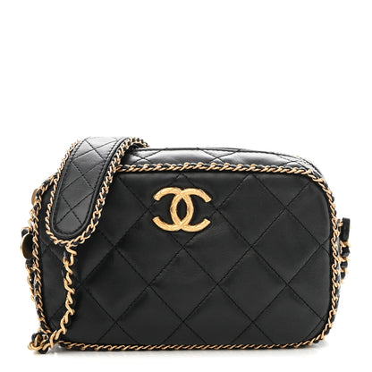 Chanel Lambskin Quilted Chain CC Mini Camera Case Black 1 of 9