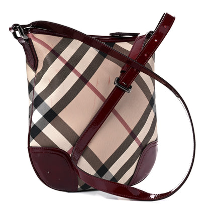 Burberry Patent Nova Check Dryden Crossbody Bag Dark Red 3 of 17