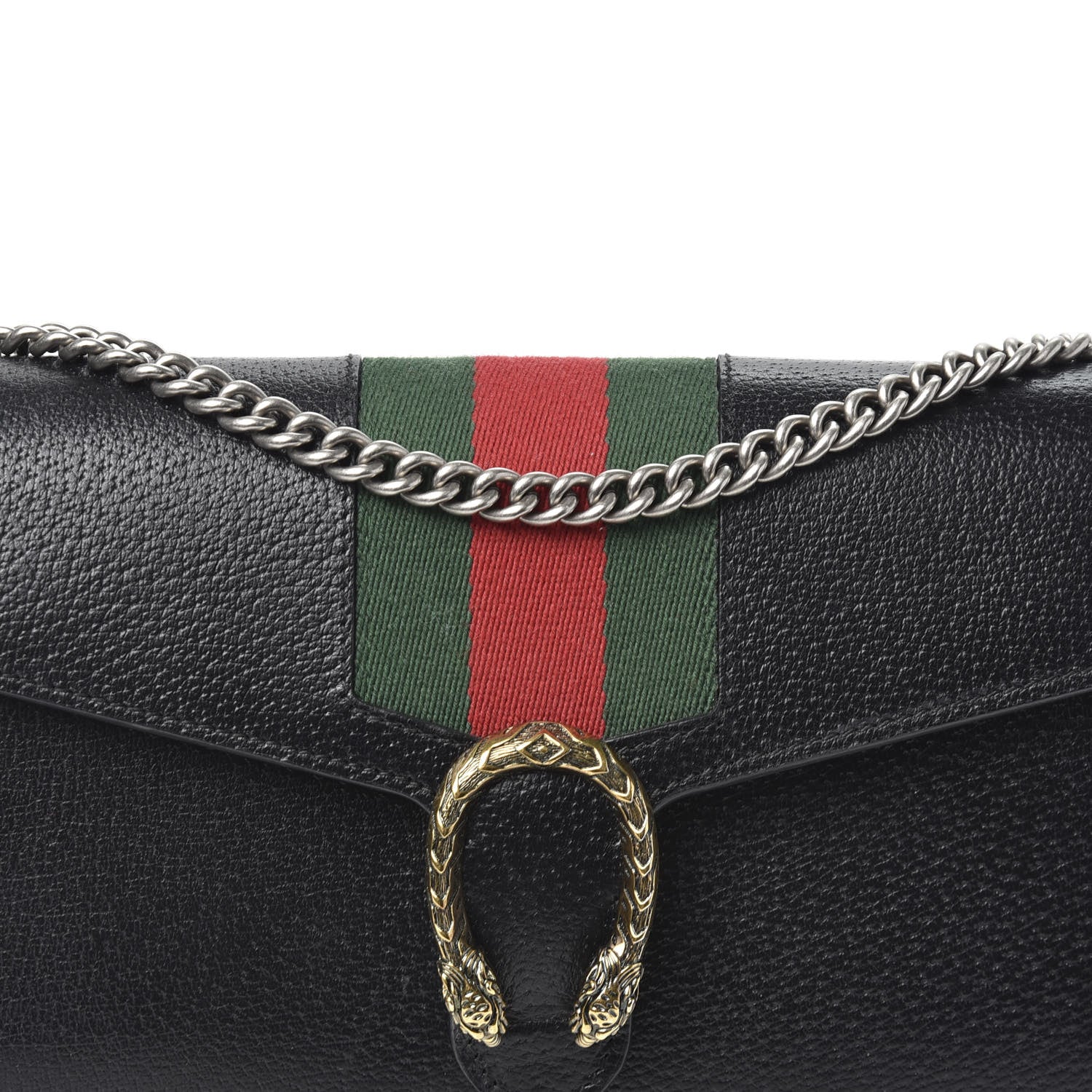 Gucci Calfskin Web Mini Dionysus Chain Wallet Black 9 of 9