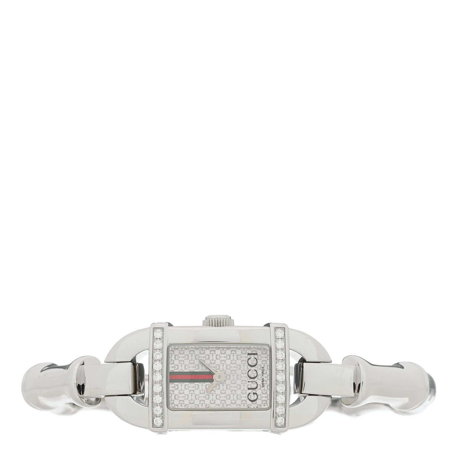 Gucci Stainless Steel Diamond 16mm 6800L Bamboo Quartz Watch