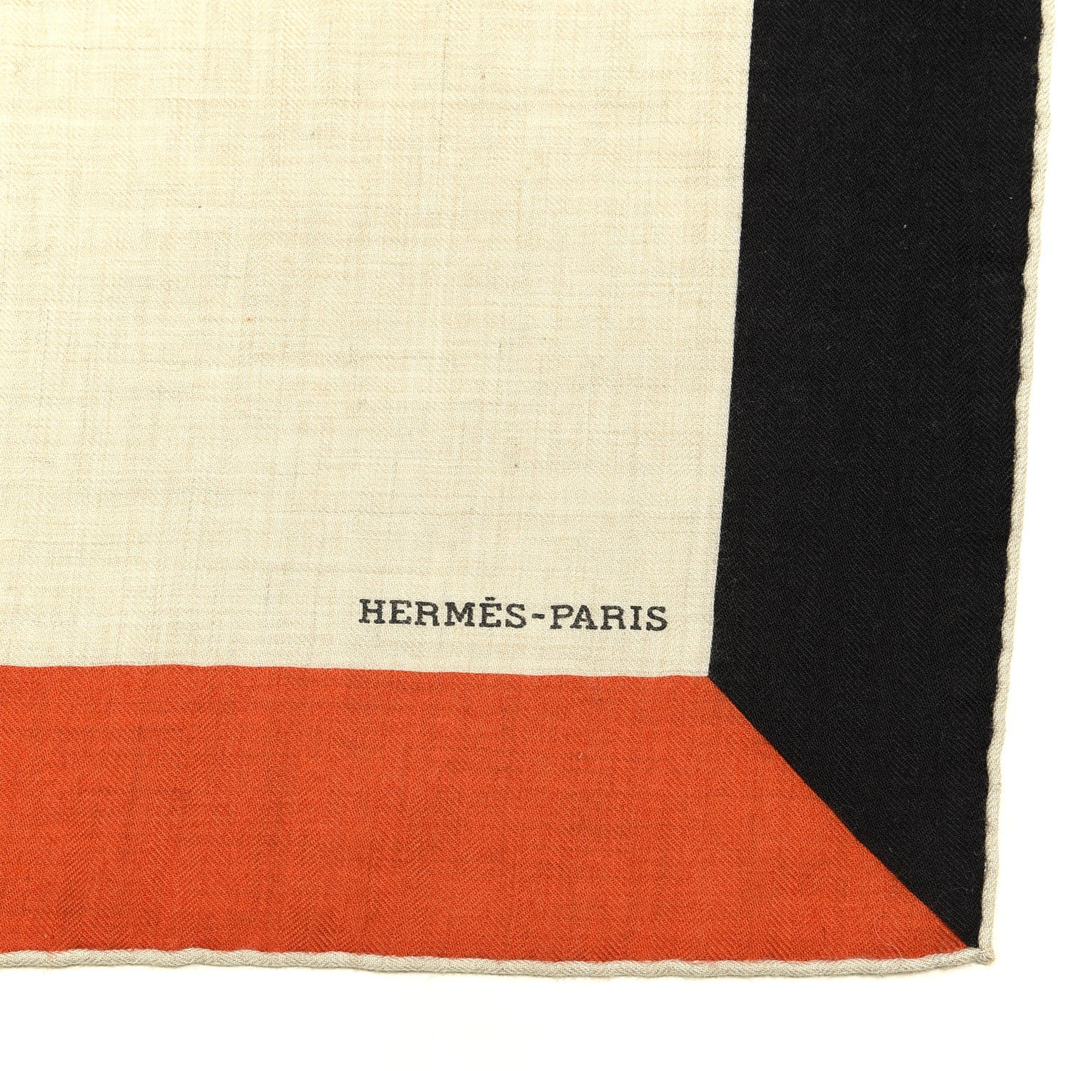 Hermes Cashmere Silk Encadre H Passant Giant Scarf 140 Naturel Orange Black 2 of 3