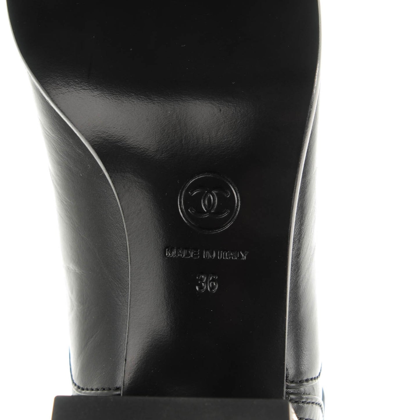 Calfskin Patent Pearl Short Boots 36 Black Gold