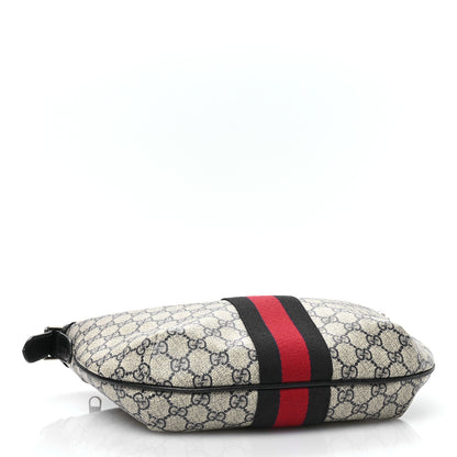 Gucci GG Supreme Monogram Textured Dollar Calfskin Web Small Ophidia Half Moon Hobo Beige Blue 5 of 12