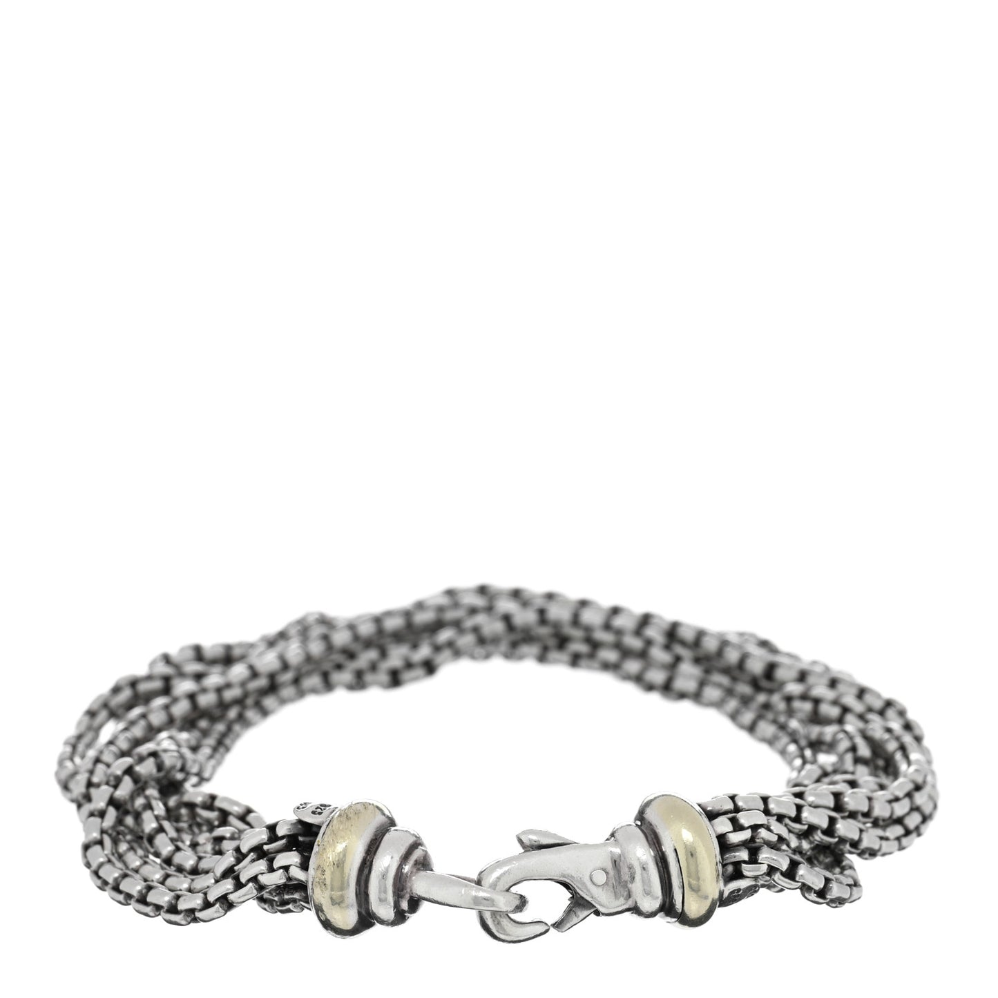 Sterling Silver 14K Yellow Gold Six-Row Box Chain Bracelet