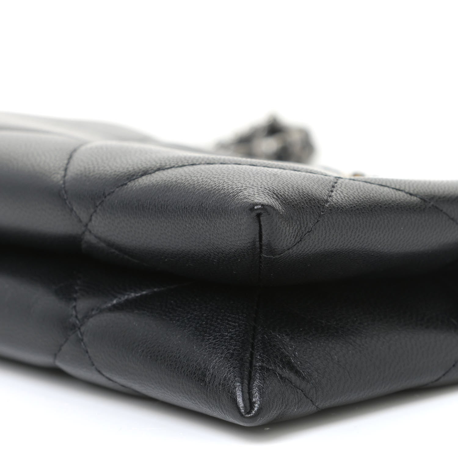 Chanel Shiny Goatskin Quilted Small Chanel 19 Pouch With Handle Black 5 of 11
