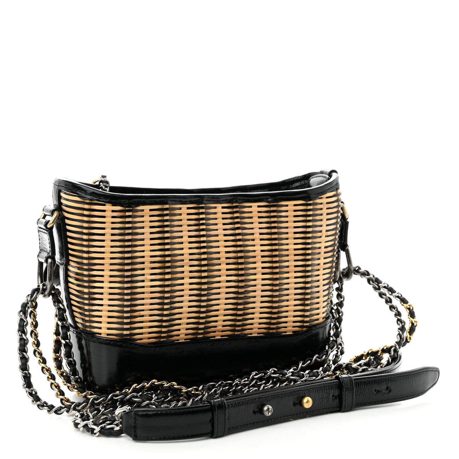 Chanel Rattan Calfskin Small Gabrielle Hobo Beige Black 3 of 10