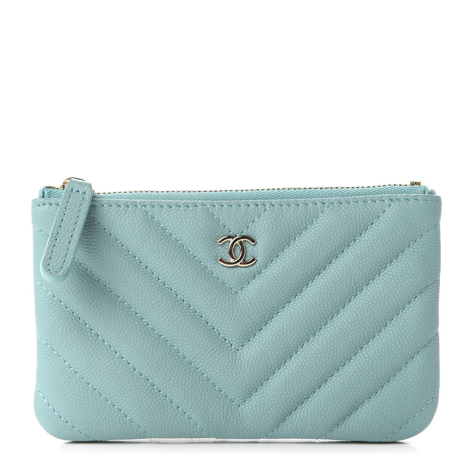 Chanel Caviar Chevron Quilted Small Cosmetic Case Green 1 of 8