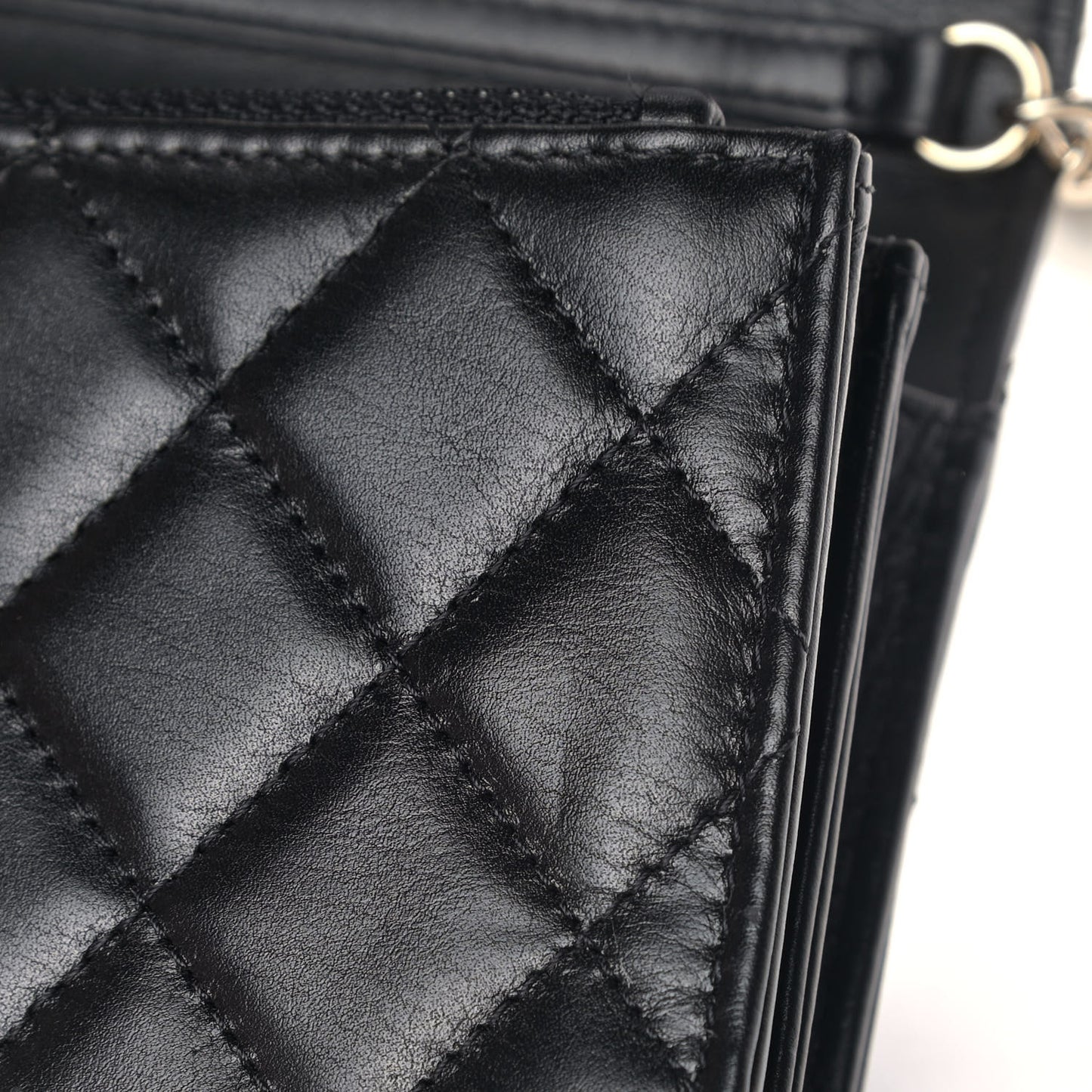 Calfskin Quilted Mini Maxi Pearls Wallet On Chain WOC Black