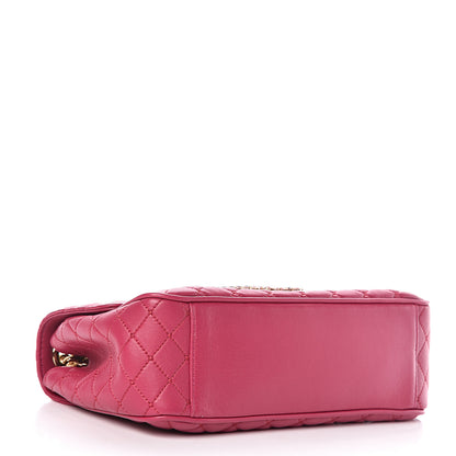Dolce & Gabbana Lambskin Quilted Crystal Embellished Millennial Rectangular Shoulder Bag Fuchsia 4 of 9