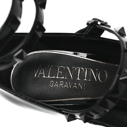 Valentino Garavani Patent Monochrome Rockstud Tan-Go Ankle Strap Pumps 37 Black 9 of 11