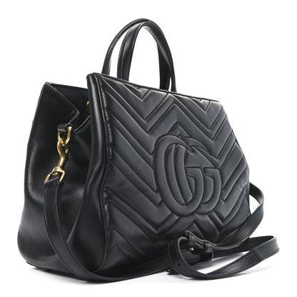 Gucci Calfskin Matelasse Small GG Marmont Tote Black 3 of 11