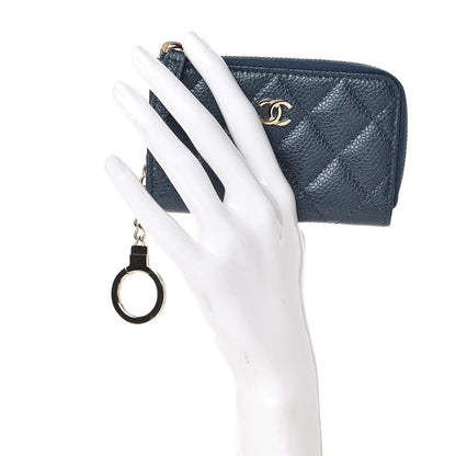 Chanel Iridescent Caviar Quilted Zipped Key Holder Case Dark Blue 2 of 7