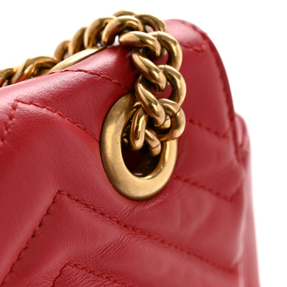 Gucci Calfskin Matelasse Small GG Marmont Shoulder Bag Hibiscus Red 14 of 15