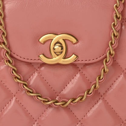 Chanel Shiny Aged Calfskin Quilted Nano Kelly Shopper Coral Pink 8 of 11