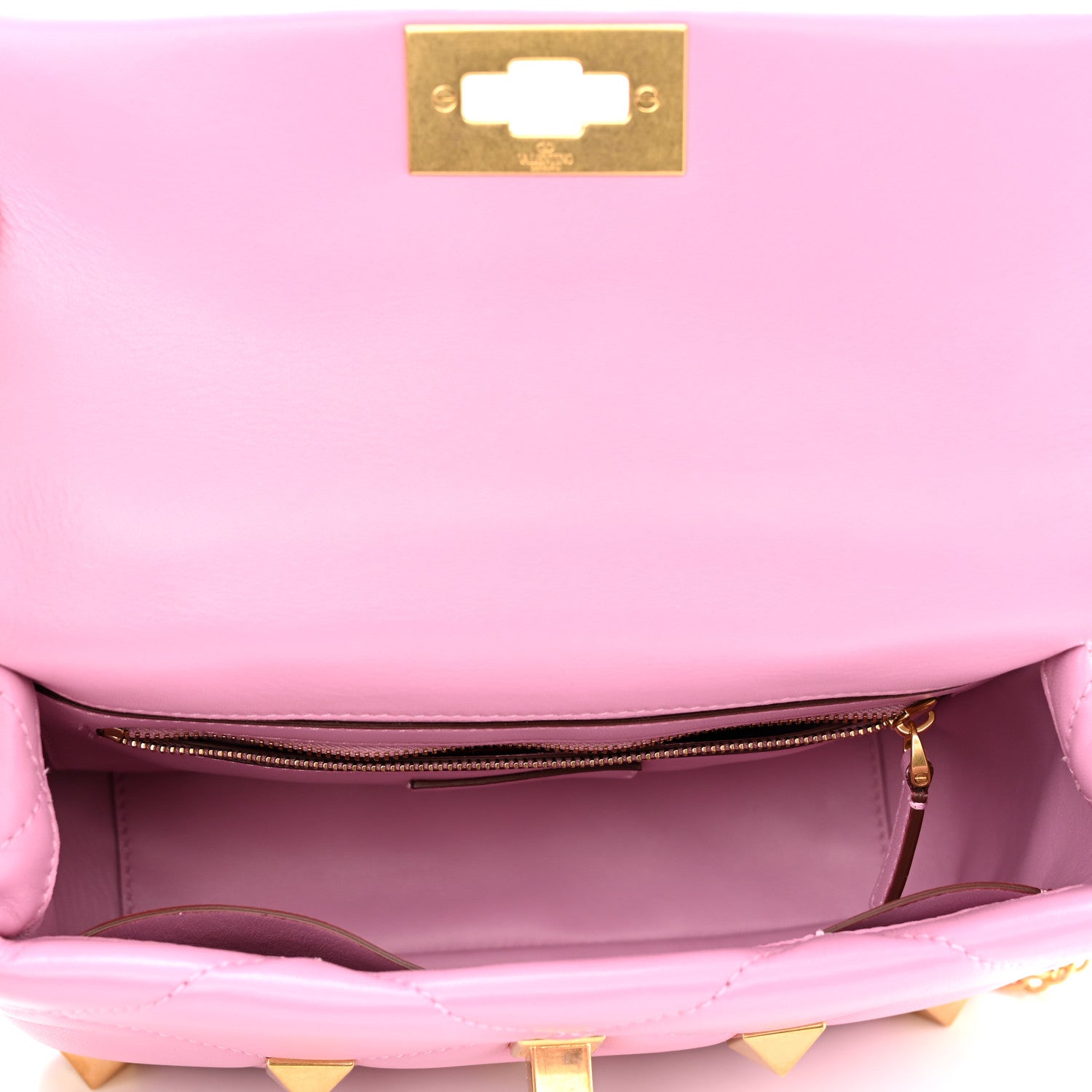Valentino Garavani Nappa Medium Roman Stud Shoulder Bag Pink Borealis 5 of 9