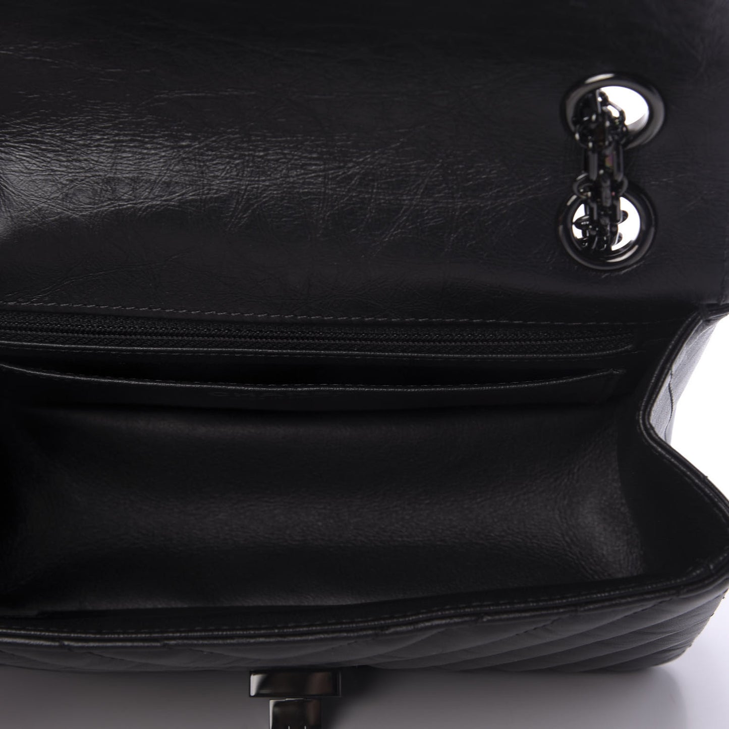 Aged Calfskin Chevron Quilted 2.55 Reissue Mini Flap So Black