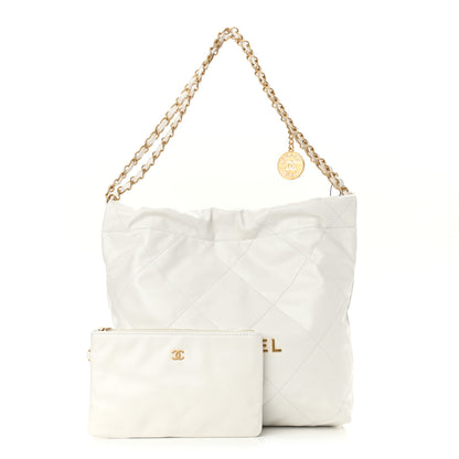 Chanel Shiny Calfskin Quilted Small Chanel 22 White 1 of 11