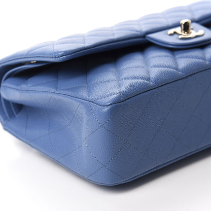 Chanel Caviar Quilted Medium Double Flap Blue 6 of 10