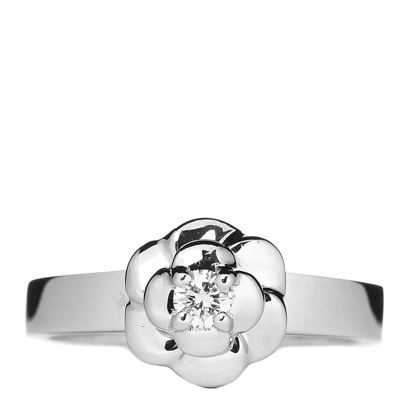 18K White Gold Diamond Camellia Ring 50 5.5