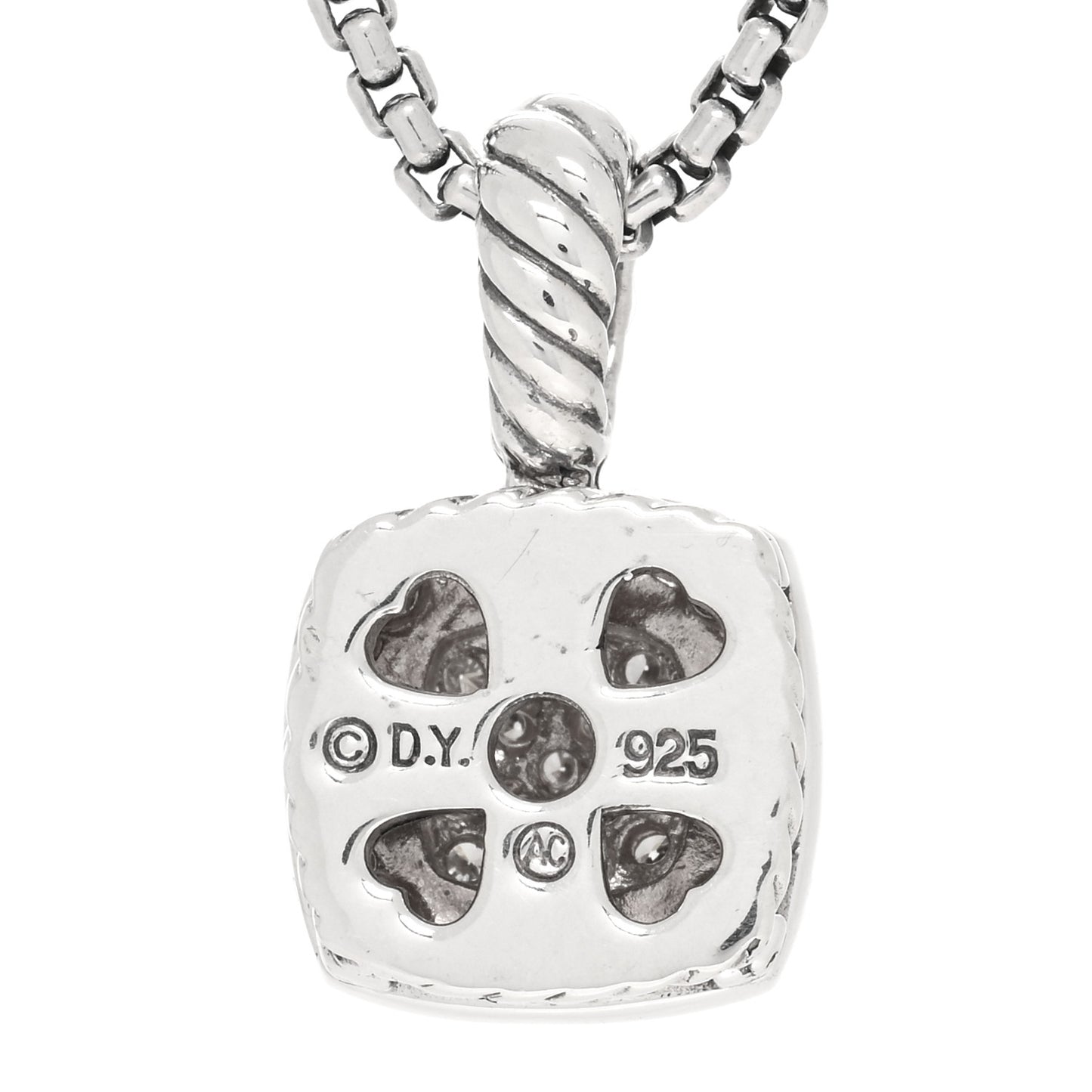 Sterling Silver Diamond Pave 7mm Petite Albion Pendant Necklace