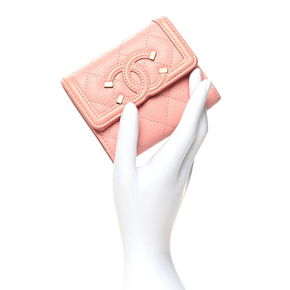 Chanel Caviar Quilted Medium Filigree Flap Wallet Pink 2 of 10
