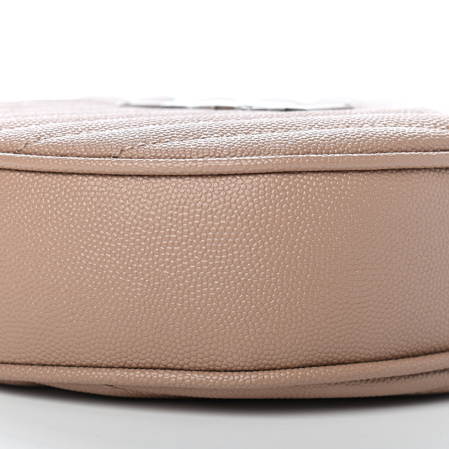 Saint Laurent Grain De Poudre Matelasse Chevron Quilted Round Vinyle Camera Bag Gold Sand 8 of 11