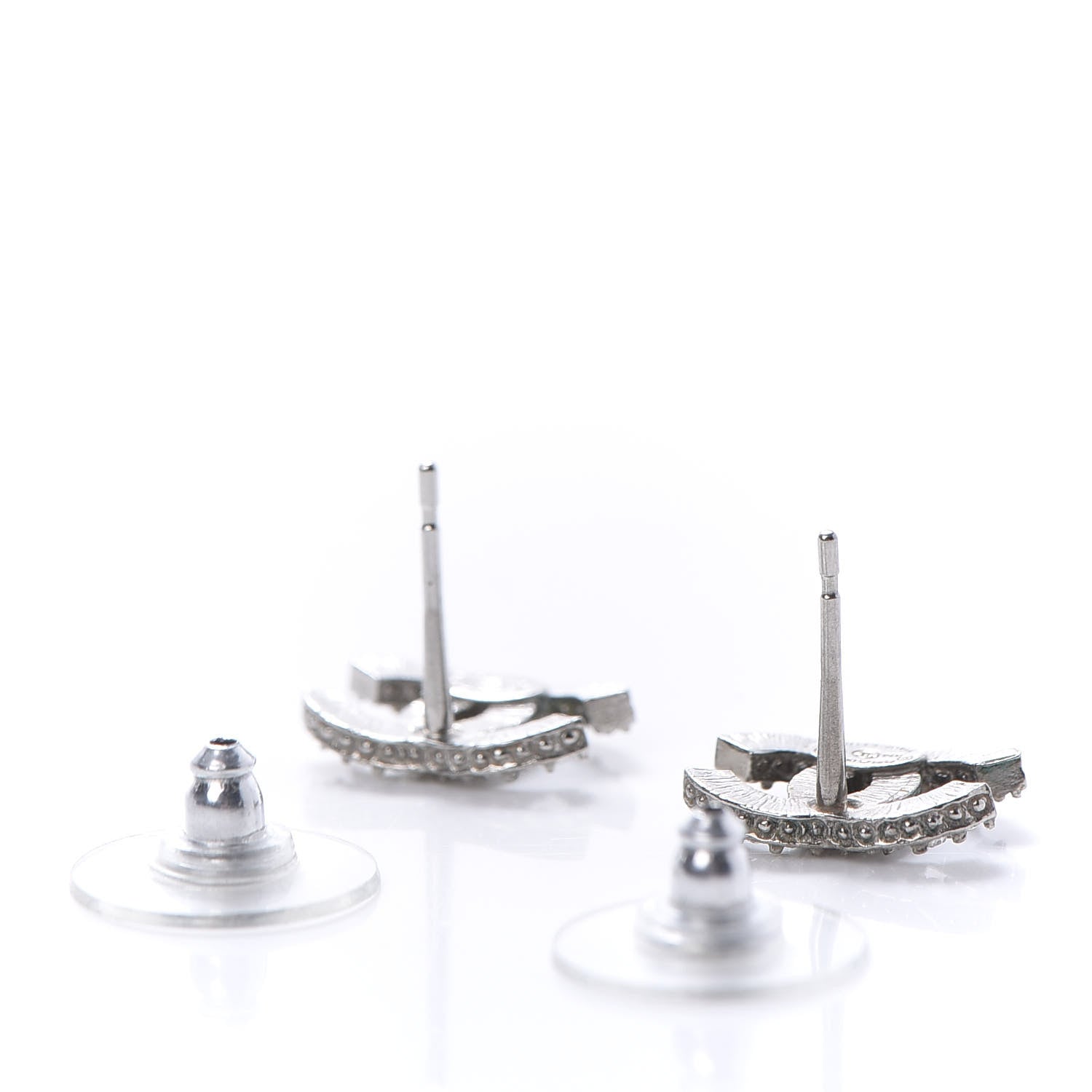 Chanel Crystal Mini Timeless CC Earrings Silver 6 of 10