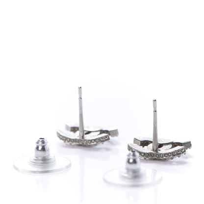 Chanel Crystal Mini Timeless CC Earrings Silver 6 of 10