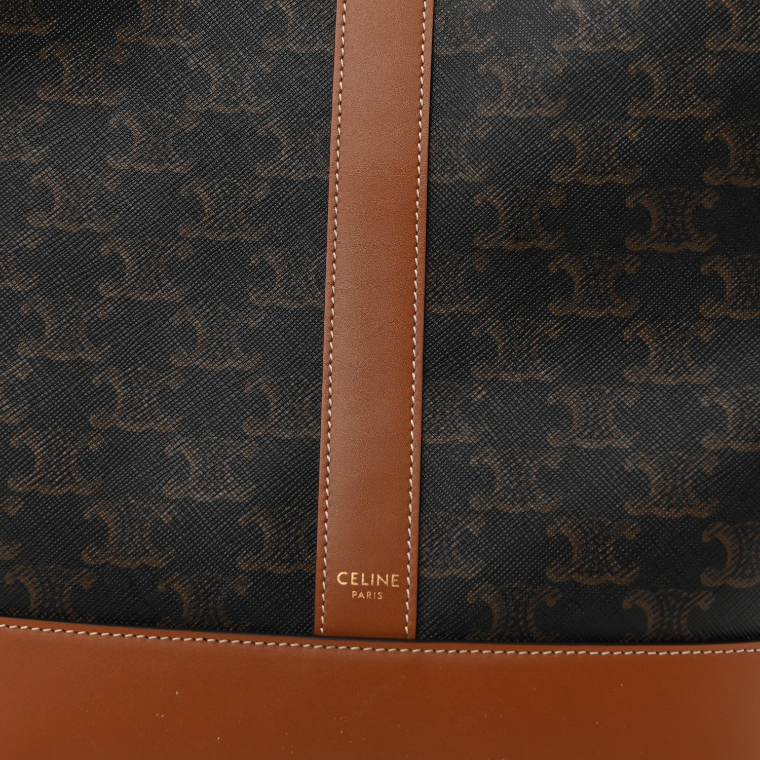 Celine Triomphe Canvas Calfskin Medium Bucket Bag Tan 8 of 11