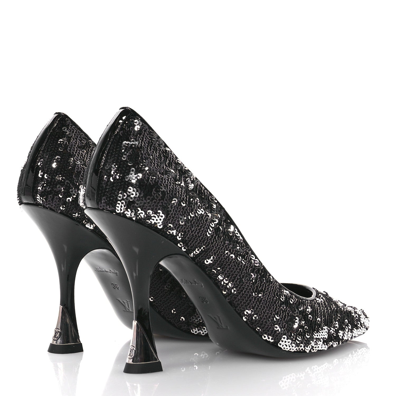 Louis Vuitton Sequin Sparkle Pumps 38 Argent 5 of 9